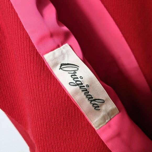 VINTAGE Crest Room Double Breasted Red Midi Coat L - Picture 7 of 8